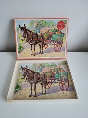 Vintage Victory Sperrholz Puzzle GJ Hayter Esel/Maultierwagen