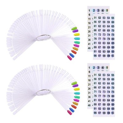 100 Stk Nagel Display Tips Übungsnagelspitzen mit Nummernsticker Nail Art 