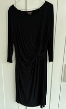 Phase Eight black jersey stretch wrap style dress knee length midi wiggle draped