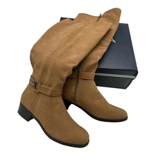 Nautica Brown Stretch Gore Buckle Accent Minetta Riding Boot 7.5