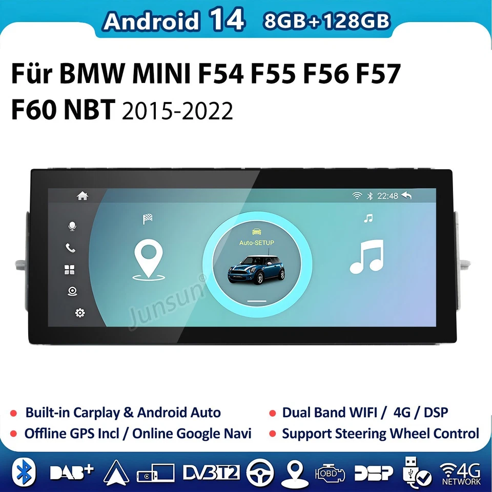 Carplay Für BMW Mini Cooper F55 F56 NBT 14-2017 8.8” Android 13 Autoradio 8+128G - Bild 3 von 4