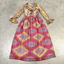Vtg 1960s California Calliope Dress Cottage Core Hippie Boho Colorful Sz 10 Read