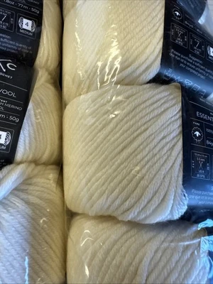KNIT AND CROCHET 10 K+C Essential FINE Wool, BRIGHT WHITE ,NEW