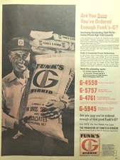 Vintage Print Ad 1972 Funk's-G Hybrid Seed Corn Farmer Sacks