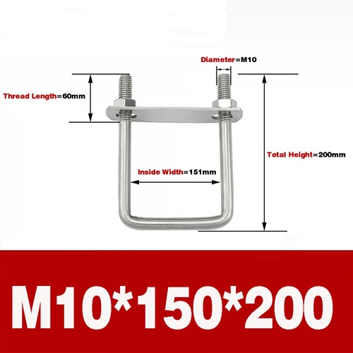 304 SS U-Screw Square Clamp /U-Bolt Right Angle Bolt With Baffle / Square Clamp - Picture 53 of 53