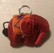 Elephant Keychain Stuffed Red Plush Key Ring Keyring Key Chain Trunk Up