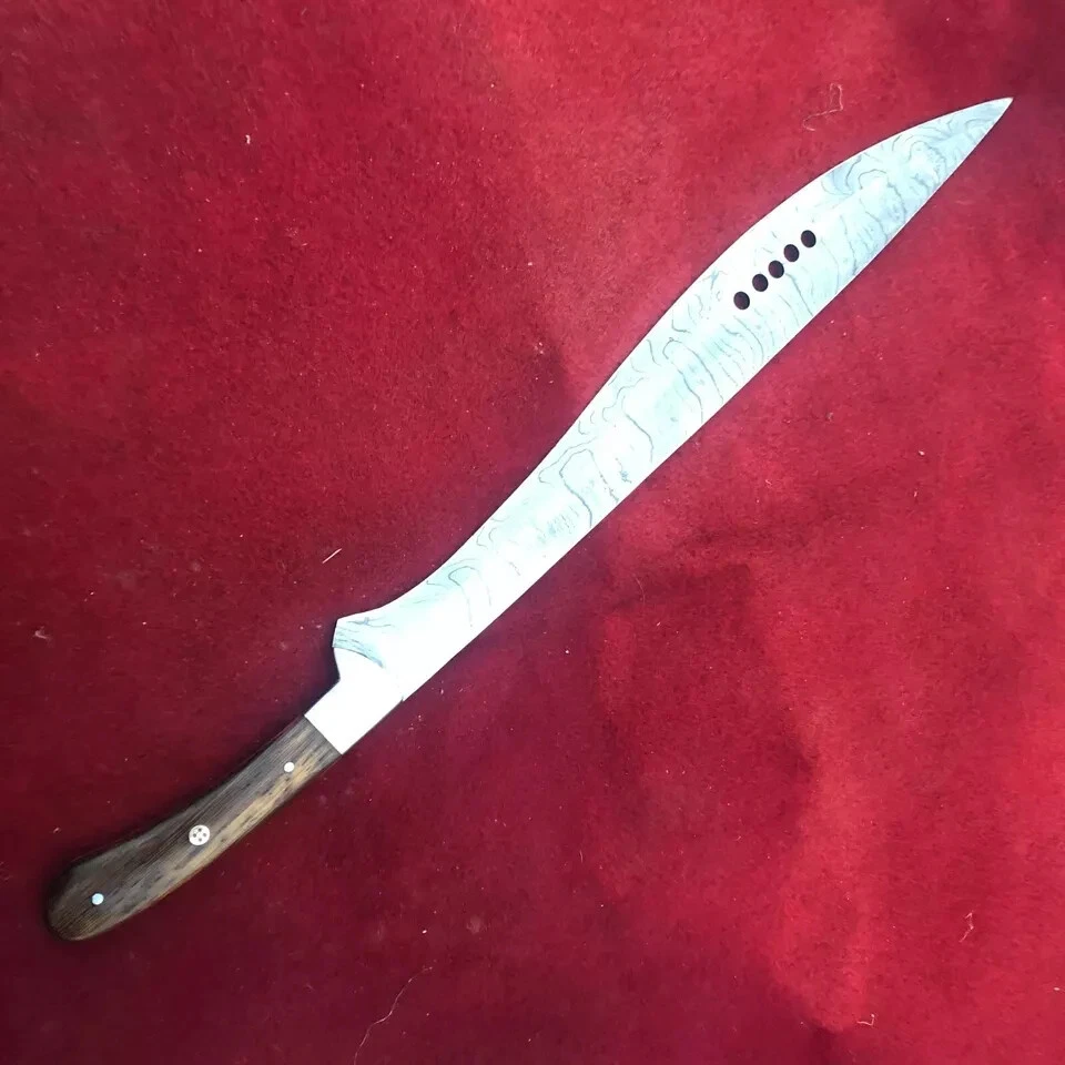 CUSTOM HAND FORGED DAMASCUS STEEL BOOK OF ELI MACHETE SWORD WITH SHEATH -78 - Image 2 of 4