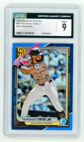 2024 Bowman Chrome Fernando Tatis Jr. Blue Refractor Card /150 CGC 9 Mint