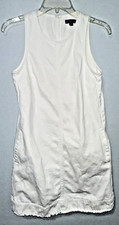 J. Crew Dress Women’s Size 0 White Denim Sleeveless Pockets Fray Hem