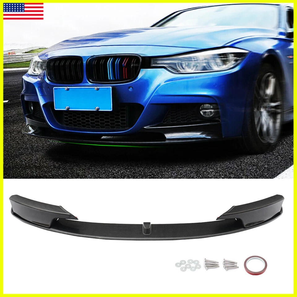Carbon Look Front+Rear Lip & Trunk Spoiler For BMW F30 335i 340i Sedan M Sport Foto 3 de 4