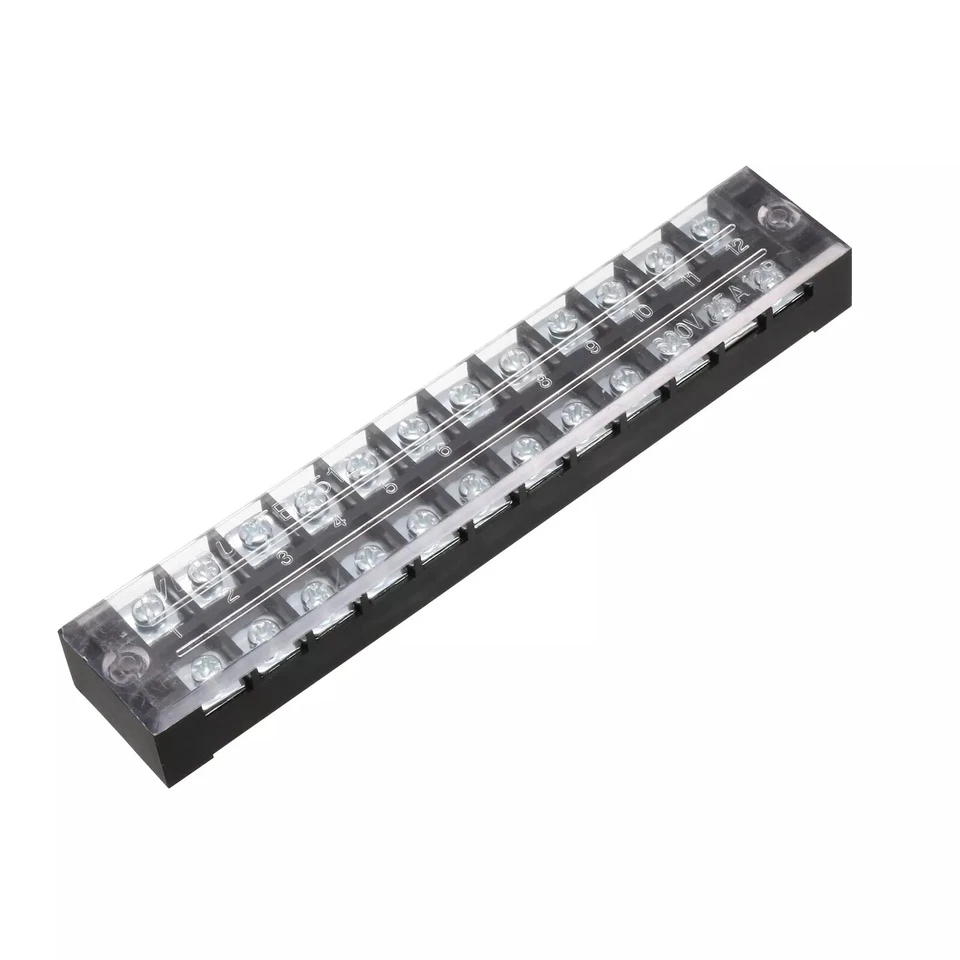 Dual Row 12 Position Screws Terminal Electric Barrier Strip Block 600V 15A 2Sets - Image 4 of 4
