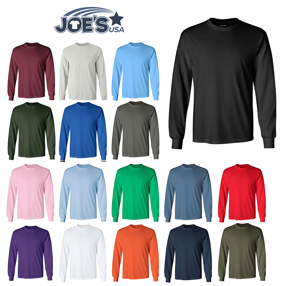 Joe's USA Heavyweight 100% Cotton Long Sleeve Tee 6.1 oz