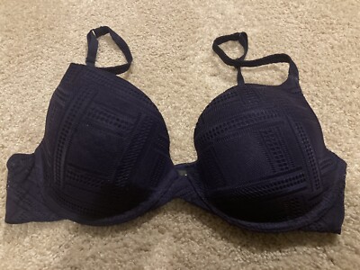 Victoria's Secret Body By Victoria Demi Uplift 34C Navy Blue Lace Overlay