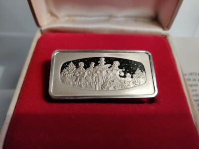 Vintage 1973 Solid Sterling Silver Franklin Mint Christmas Ingot