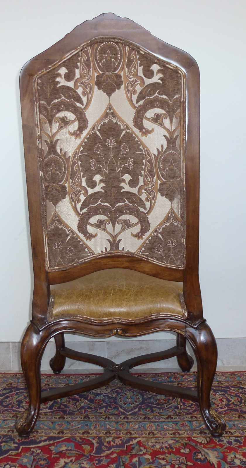 Ital Art Design Dining Chair Patterned Belgian Fabric Genuine Leather