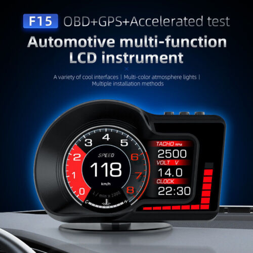 Digital HUD OBD2 GPS Head Up Display Car Speedometer Overspeed Alarm Tachometer - Picture 1 of 14