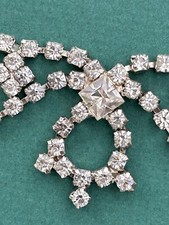 Clear Rhinestone, Silver Tone, choker necklace, 14 1/2 inches long.