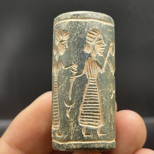 Antique Ancient Bactrian Kingdom Old Stone Cylinder Seal Bead With Impression￼ - Picture 8 of 11