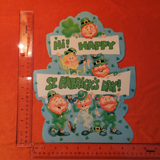 Vintage - Hi Happy St. Patrick's Day - Decoration Cutout Die Cut Cardboard
