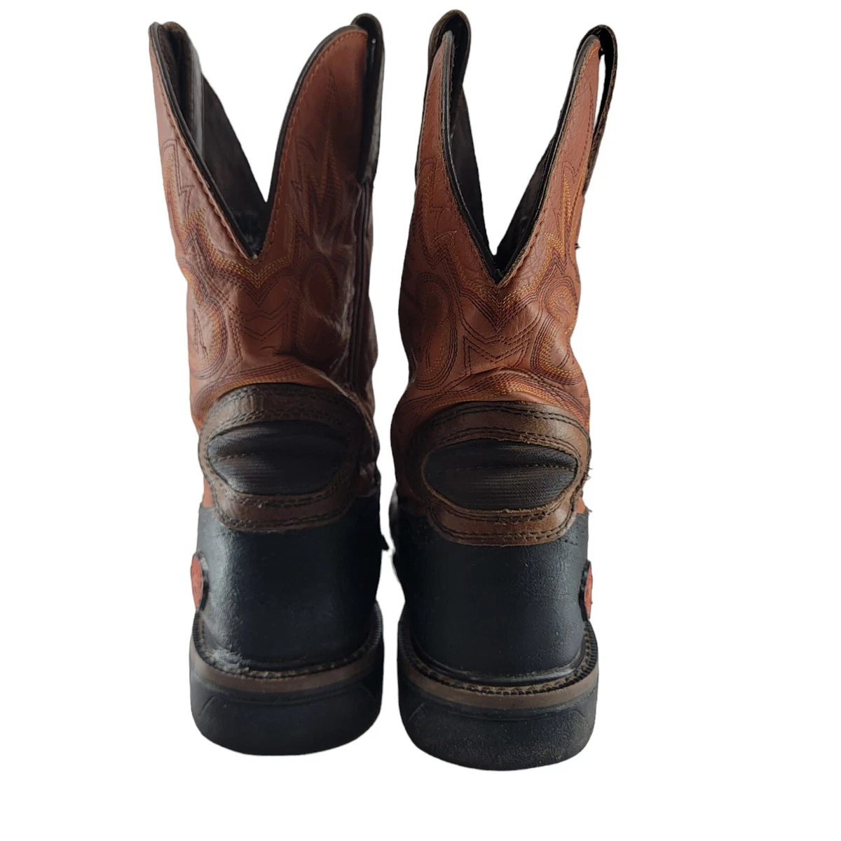 Justin WK4944 Mens 7 D Brown Orange Leather Square Toe Western Cowboy Boots