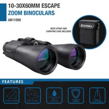 Barska AB11050 Escape Binoculars Zoom 10-30x 60mm w/ Case Bag  Neck Strap
