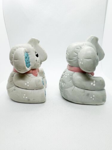 Elephant Salt & Pepper Shakers Vintage Gray Pink Blue Ceramic Collectable - Picture 5 of 7