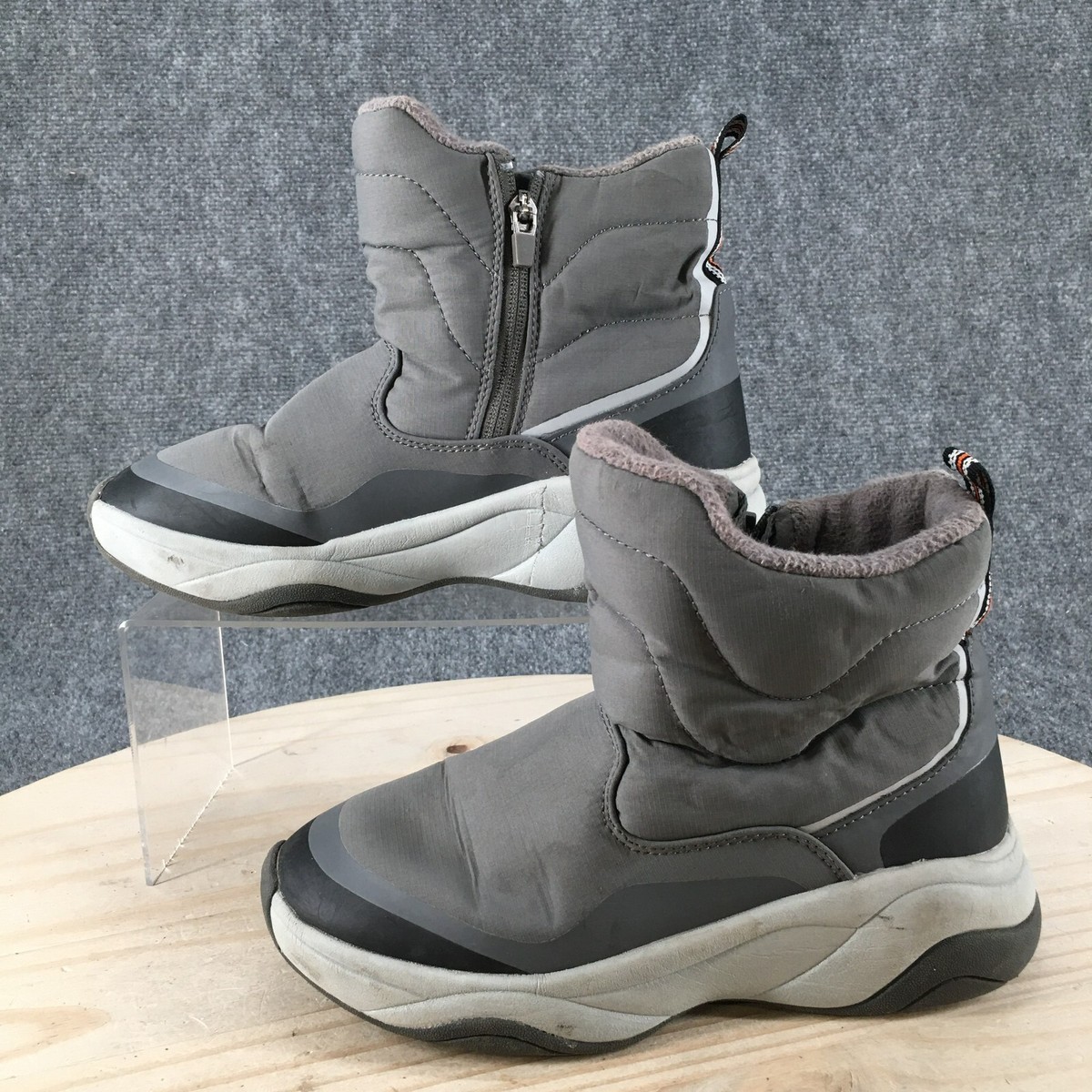 Zara Waterproof Winter Boots Womens 36-37 Gray Nylon Round Toe