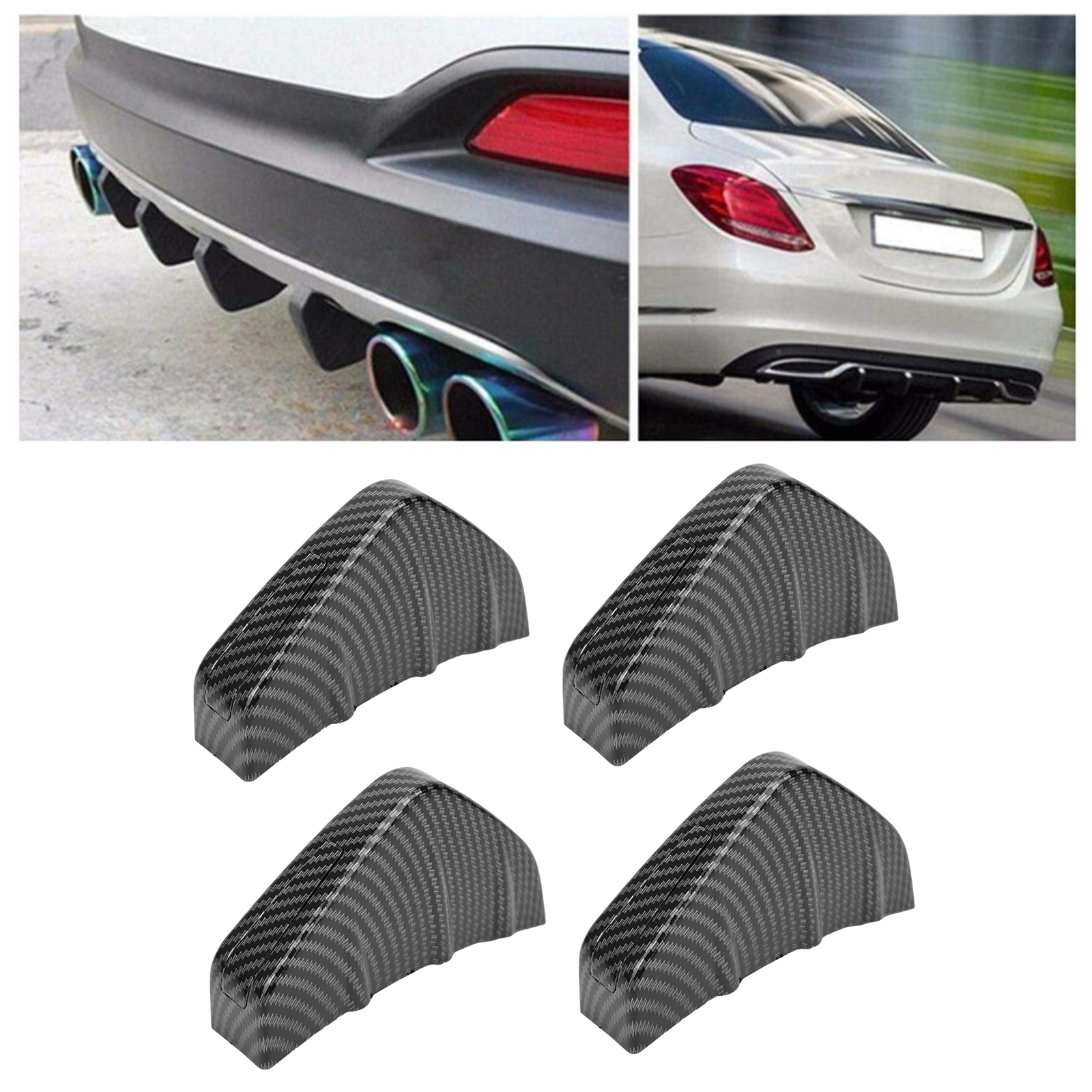Universal Car Rear Bumper Diffuser Lip Spoiler - 4PCS Black ABS Lower Wing Kit For Style & Looks