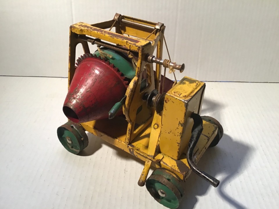 Vintage BUDDY L Concrete Cement Mixer Pressed Steel 1920s Early Version