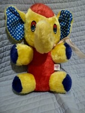 Vintage Elephant Plush Superior Toy Novelty Inc Old Stuffed Yellow Animal