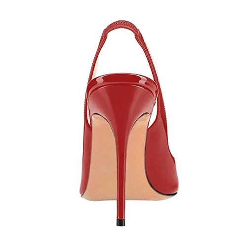 Patent Leather Women's Pumps Round Toe High Heels Slingback Shoes Sandals Size - Picture 26 of 37