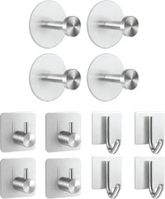FULGENTE Self Adhesive Wall Hooks 4 Pack 304 Stainless Steel Stick Towel Rail