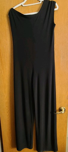 Norma Kamali Asymmetric Drop-Shoulder Wide-Leg Jumpsuit XS/34 Black NO BELT - Picture 3 of 9