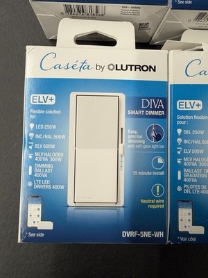 Lutron Diva Smart Dimmer Switch ELV+ 250W - White (DVRF-5NE-WH)