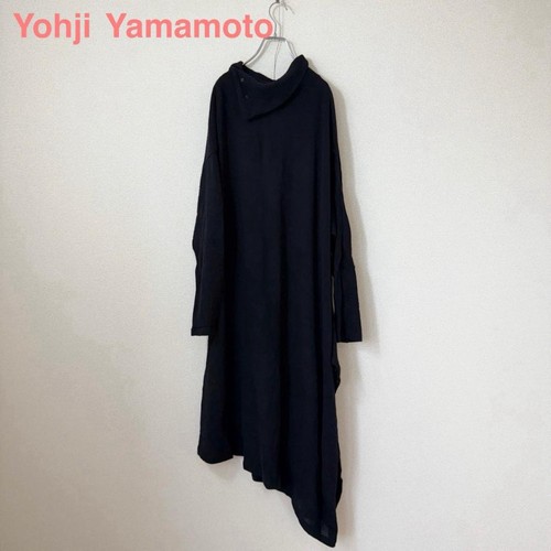 Yohji Yamamoto, Yohji Yamamoto Black Asymmetrical Knit Dress Chest 70cm Length 126cm Vintage