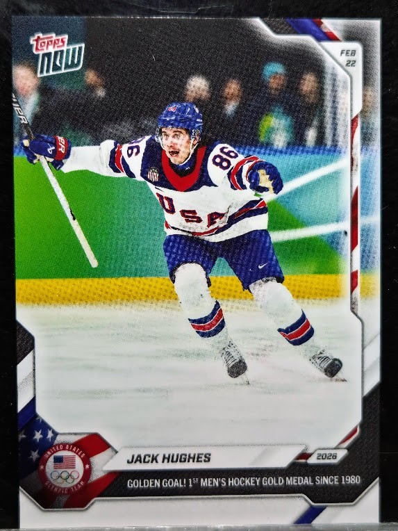 Jack Hughes 2026 Topps Now Olympics #18 Golden Goal Team USA Hockey