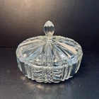 Vtg Anchor Hocking Old Cafe Pressed Glass Candy Dish with Lid Ribbed Sunburst