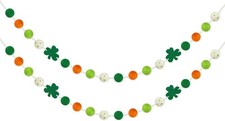 2 Pcs St Patrick's Day Felt Ball Garlands Patricks Day, Green,orange,white