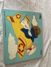 Vintage 1973 Playskool Sesame Street Grover Wood Puzzle - 9 Pc