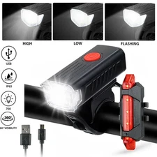 USB Rechargeable LED Bicycle Headlight Bike Head Light Front Rear Lamp Cycling