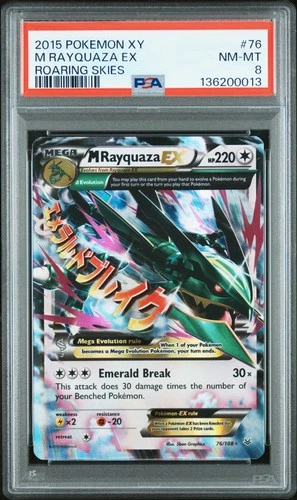 2015 POKEMON XY ROARING SKIES #76 M RAYQUAZA EX PSA 8