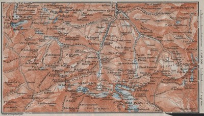 CIRQUE DE GAVARNIE & MONT PERDU Topokarte Monte Perdido Hautes-Pyrénées 1907