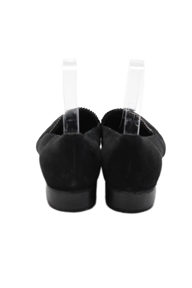 Mocasines sin cordones Stuart Weitzman para mujer de cuero acolchados con punta redonda negros talla 10N Foto 3 de 4
