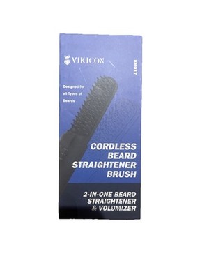 VIKICON Beard Straightener For Men, Cordless Heated Brush Black. NWOT.