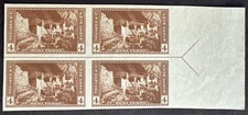 US 1935 Sc# 759 Margin Arrow Line Block of 4 MNG NH Mesa Verde Colorado 4c