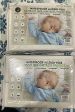 2 Bamboo Crib Mattress Protector Waterproof and Hypoallergenic Cover