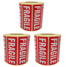 Fragile Parcel Labels - Postage Stickers - 89 x 32mm - Permanent Self Adhesive