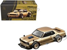 SKYLINE GT-R V8 DRIFT "HAKOSUKA" RHD GOLD 1/64 DIECAST BY POP RACE PR640248