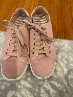 Vionic Brinley Suede Sneakers Size 8.5 Dusty Rose Pink Water Resistant Shoes