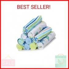 Spasilk 10 Pack Soft Terry Bath Washcloths   Newborn Boy or Girl, Blue Stripes